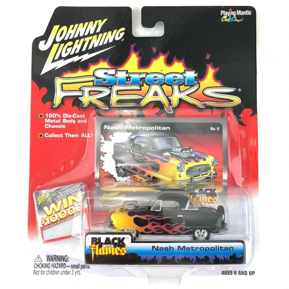 Johnny Lightning Street Freaks Black with Flames Nash Metropolitan Die Cast 1/64